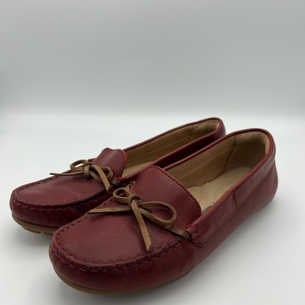 Clarks Red Leather Loafers